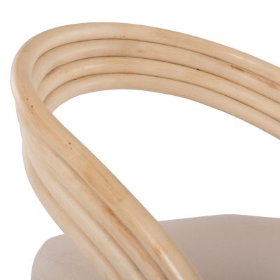 ARMCHAIR DONITA HM9838 RATTAN IN NATURAL WITH WHITE CUSHION 67x74x78Hcm.