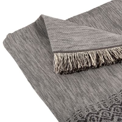 SOFA COVER-THROW WITH FRINGES DREAMTOPIA HM12164.05 IN GREY COLOR 178X178cm.