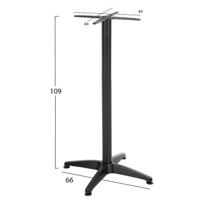 BAR TABLE BASE HM450.03 ALUMINUM IN BLACK 4-PRONGED WITH 44x44cm. CROSS