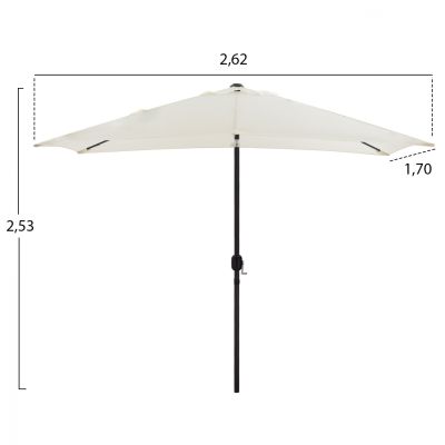 DINING SET TABLE WITH BEIGE UMBRELLA & FOLDABLE ARMCHAIRS WITH TEXTILINE BROWN HM11494