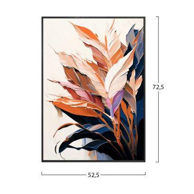 WALL PAINTING TROPICO HM4547.02 BLACK PS FRAME-PRINTED CANVAS WITH LEAVES 52.5x2.8x72.5Hcm.
