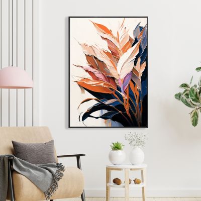 WALL PAINTING TROPICO HM4547.02 BLACK PS FRAME-PRINTED CANVAS WITH LEAVES 52.5x2.8x72.5Hcm.