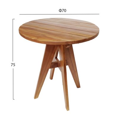 OUTDOOR ROUND TABLE LEO HM9917 SOLID TEAK WOOD IN NATURAL Φ70x75Hcm.