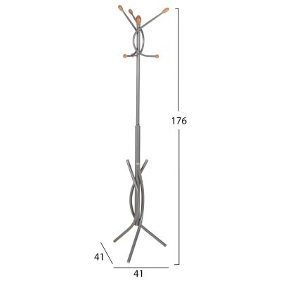 FLOOR STANDING HANGER HM9575.40 METALLIC IN SILVER COLOR-7 HANGING POSITIONS 41x41x176Hcm.