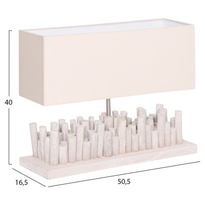 TABLE LAMP TWIGGY HM4426 DRIFTWOOD & CAP IN WHITE 50.5x16.5x40Hcm.