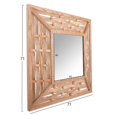 WALL MIRROR SQUARE HM4226 BAMBOO IN OAK COLOR 71x7x71cm.