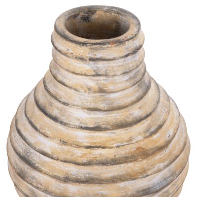 DECORATIVE TABLE VASE VERMO HM4401 TERRACOTTA IN BRUSHED BEIGE Φ27x30Hcm.