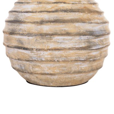 DECORATIVE TABLE VASE VERMO HM4401 TERRACOTTA IN BRUSHED BEIGE Φ27x30Hcm.