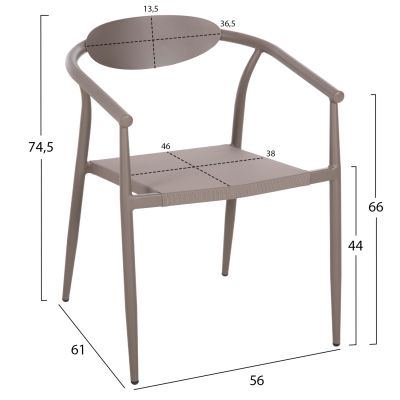 КРЕСЛО SERLY HM6052.04 CHAMPAGNE АЛУМИНИЙ-ШАМПАНСКО ТЕКСТИЛЕН 56x61x74,5Hcm.