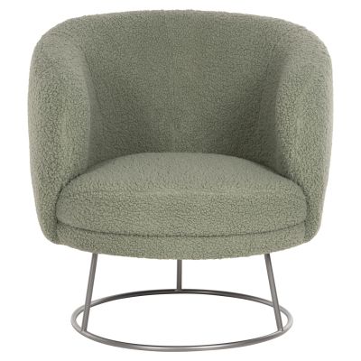 ARMCHAIR ARIEN HM8403.27 BOUCLE FABRIC IN PISTACHIO GREEN-SILVER METAL BASE 78x75x84Hcm.