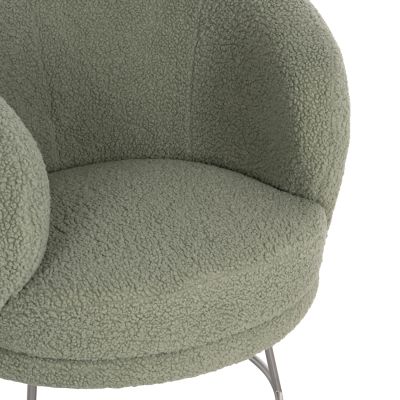 ARMCHAIR ARIEN HM8403.27 BOUCLE FABRIC IN PISTACHIO GREEN-SILVER METAL BASE 78x75x84Hcm.