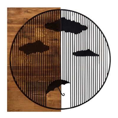 WALL DECORATION HM4808-METAL IN BLACK-WOOD 58x3(thickness)x58Hcm.