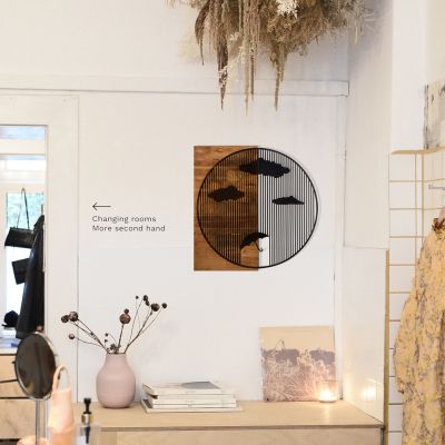 WALL DECORATION HM4808-METAL IN BLACK-WOOD 58x3(thickness)x58Hcm.