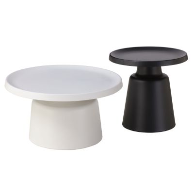 COFFEE TABLES RINKON HM18262 ALL METAL IN WHITE & BLACK Φ50cm & Φ69cm