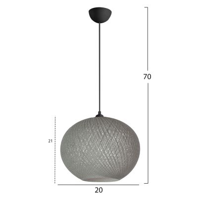 PENDANT CEILING LAMP HM7626.01 GREY SPHERE, KNITTED ROPE, INDOORS