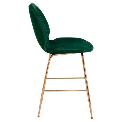 Bar Stool Middle Height Nora HM8524.03 Velvet Cyppress Green & Gold  metallic Frame 52x61,5x103 cm.