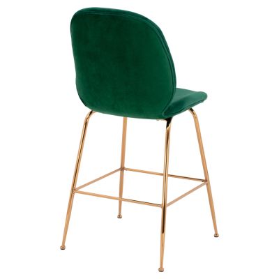 Bar Stool Middle Height Nora HM8524.03 Velvet Cyppress Green & Gold  metallic Frame 52x61,5x103 cm.