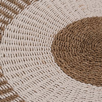 КРЪГ КИЛИМ KIRKI HM7840 ЕСТЕСТВЕНИ ВЛАКНА МОРСКИ ТРЕВИ В БЯЛО-ЕСТЕСТВЕН ЦВЯТ Φ120см.