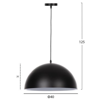 CEILING PENDANT LAMP HM4078 BLACK METAL ROUND CAP Φ40x125Hcm.