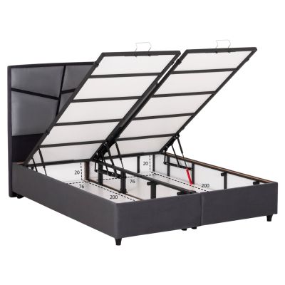 DOUBLE BED IRIDA WITH MATTRESS & STORAGE SPACE HM21166 GREY VELVET--FOR 160x200cm.