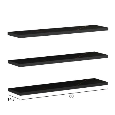 WALL SHELVES CASSIUS HM8966.13 MELAMINE IN BLACK MARBLE 60x14,5 cm.