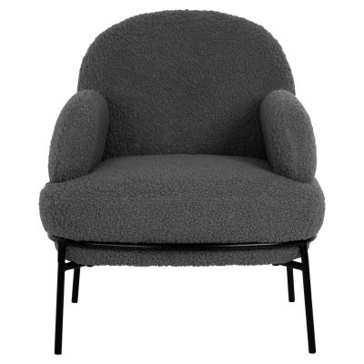 КРЕСЛО AGNES HM9525.21 СИВ ПЛАТ ОТ БУКЛЕ-ЧЕРНИ МЕТАЛНИ КРАКА 74x71x83Hcm.