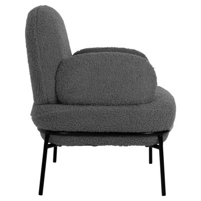 КРЕСЛО AGNES HM9525.21 СИВ ПЛАТ ОТ БУКЛЕ-ЧЕРНИ МЕТАЛНИ КРАКА 74x71x83Hcm.