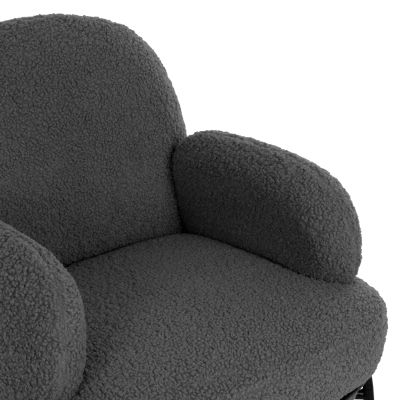 КРЕСЛО AGNES HM9525.21 СИВ ПЛАТ ОТ БУКЛЕ-ЧЕРНИ МЕТАЛНИ КРАКА 74x71x83Hcm.