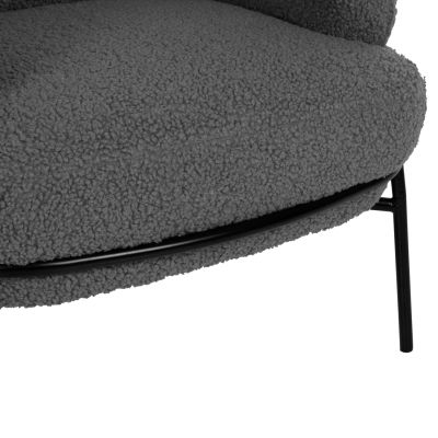 КРЕСЛО AGNES HM9525.21 СИВ ПЛАТ ОТ БУКЛЕ-ЧЕРНИ МЕТАЛНИ КРАКА 74x71x83Hcm.