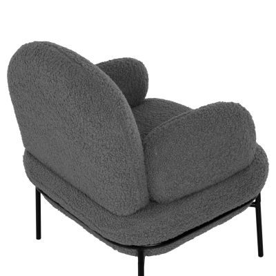 КРЕСЛО AGNES HM9525.21 СИВ ПЛАТ ОТ БУКЛЕ-ЧЕРНИ МЕТАЛНИ КРАКА 74x71x83Hcm.