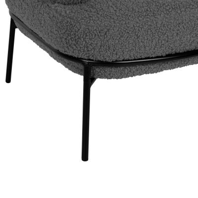 КРЕСЛО AGNES HM9525.21 СИВ ПЛАТ ОТ БУКЛЕ-ЧЕРНИ МЕТАЛНИ КРАКА 74x71x83Hcm.