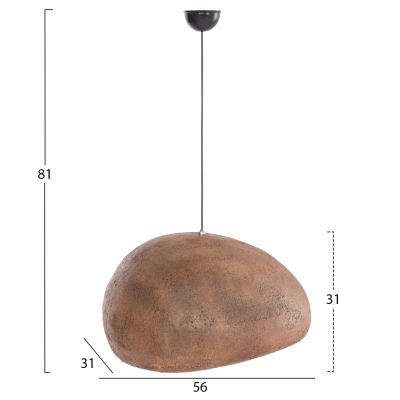 CEILING PENDANT LAMP STONE-LOOK STONER (M) HM4418 DARK BEIGE 56x31x31Hcm.