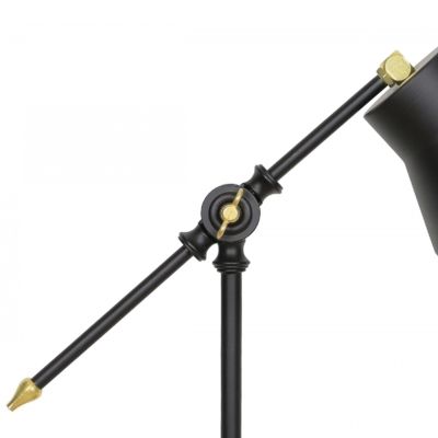 TABLE LAMP HM7584.01 LIGHT BROWN BASE, BLACK PILLAR AND ARM, BLACK CAP