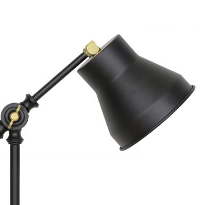 TABLE LAMP HM7584.01 LIGHT BROWN BASE, BLACK PILLAR AND ARM, BLACK CAP