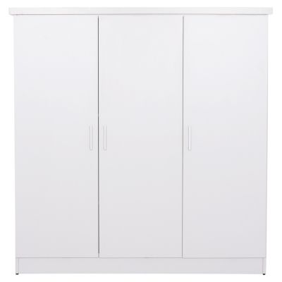 WARDROBE 3-LEAF WITH SHELVES FUENTO HM2482.02 MELAMINE IN WHITE 120-116x40x123.5Hcm