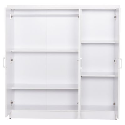 WARDROBE 3-LEAF WITH SHELVES FUENTO HM2482.02 MELAMINE IN WHITE 120-116x40x123.5Hcm