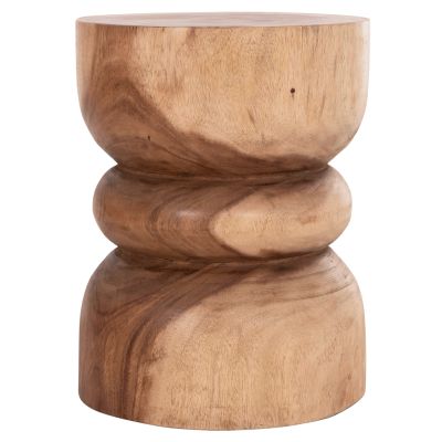 ROUND SIDE STOOL/TABLE BELLO HM9900.11 SOLID SUAR WOOD--NATURAL COLOR Φ35x46Hcm.