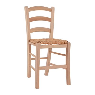 Traditional unpainted chair Paros from solid beech wood with straw HM10379.02