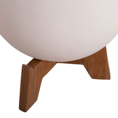 SET 3 POTS/VASES WITH TEAK BASES TRYLL HM4681.02 FIBER CEMENT IN WHITE