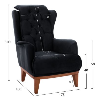 HM11745.01,BENNINGTON Холна гарнитура от 3 части, черно кадифе