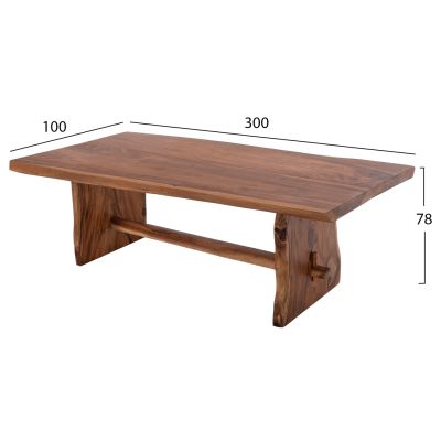 ТРАПЕЗНА МАСА ULYSES HM9759 СУАР МАСИВ В ЕСТЕСТВЕН ЦВЯТ 300x100x78Hcm.