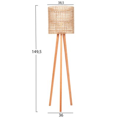 FLOOR STANDING LAMP HM4351 RUBBERWOOD-RATTAN-PAPER ROPE IN NATURAL Φ36x149.5Hcm.
