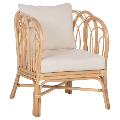 ARMCHAIR ESTOR HM9817 RATTAN IN NATURAL-WHITE CUSHION 78x75x92Hcm.
