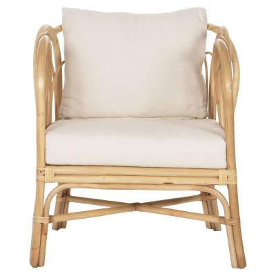 ARMCHAIR ESTOR HM9817 RATTAN IN NATURAL-WHITE CUSHION 78x75x92Hcm.