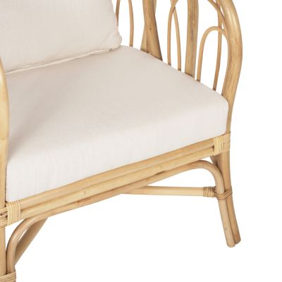 ARMCHAIR ESTOR HM9817 RATTAN IN NATURAL-WHITE CUSHION 78x75x92Hcm.