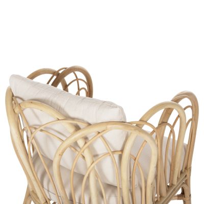 ARMCHAIR ESTOR HM9817 RATTAN IN NATURAL-WHITE CUSHION 78x75x92Hcm.