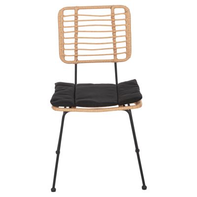 OUTDOOR CHAIR ALLEGRA HM5454.11 METAL&CUSHION IN BLACK-WICKER IN BEIGE 50,5x49,5x88Hcm.