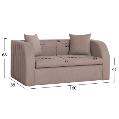 SOFA-BED ILSA HM3284 BEIGE STAINPROOF FABRIC--FOLDING COT BED 160x88x68Hcm.