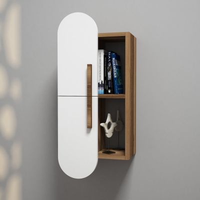 WALL SHELVES HM9522.03 MELAMINE IN WALNUT WITH WHITE DOORS 35x22x80Hcm.