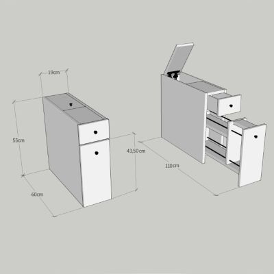 ШКАФ ЗА БАНЯ ВЪГЛЕНО СИВ МЕЛАМИН 19x60x55Hcm.HM9424.01